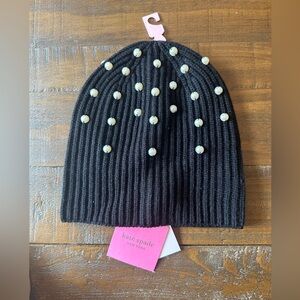 NWT Kate Spade Black Ribbed Knit Beanie